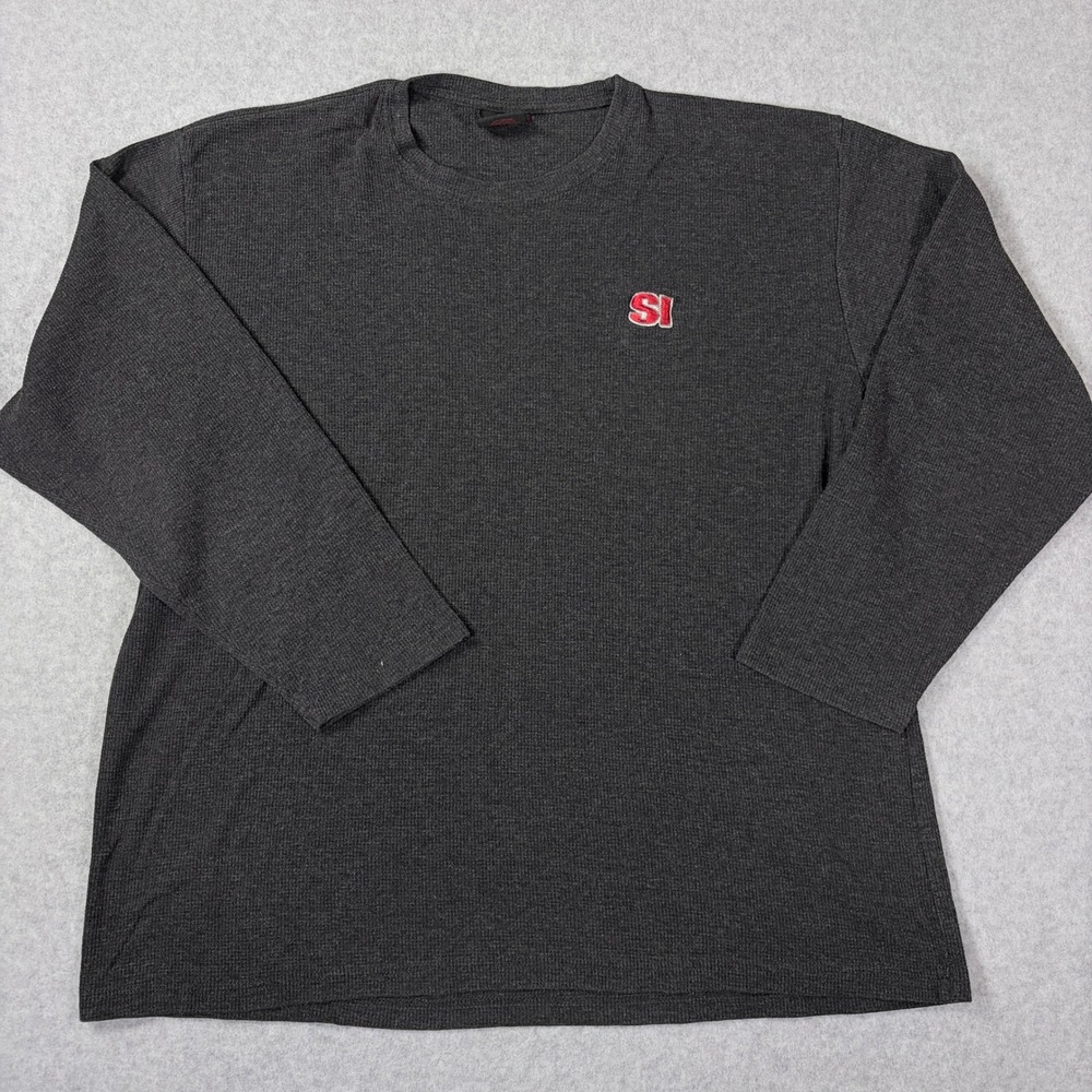 Sports Illustrated Mens XL Charcoal Gray Waffle Knit Thermal Long Sleeve Shirt